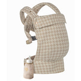 LUJIFO Ergonomic Baby Carrier – Adjustable Soft Cotton Backpack for Newborns & Toddlers, Beige Houndstooth Pattern